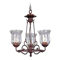 Люстра подвесная GELA L17703.19 L'ARTE LUCE прозрачная на 3 лампы, основание коричневое в стиле кантри ковка Люстра подвесная GELA L17703.19 L'ARTE LUCE прозрачная на 3 лампы, основание коричневое в стиле кантри ковка